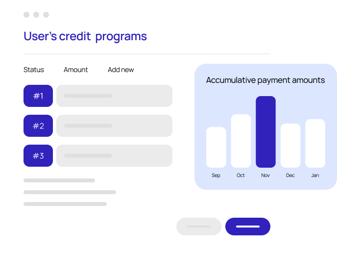 Simplified UI to show User's Credit Programs in the LoanPro software
