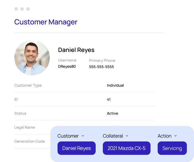 Simplified UI to show Customer Manager in the LoanPro software