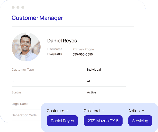 Simplified UI to show Customer Manager in the LoanPro software