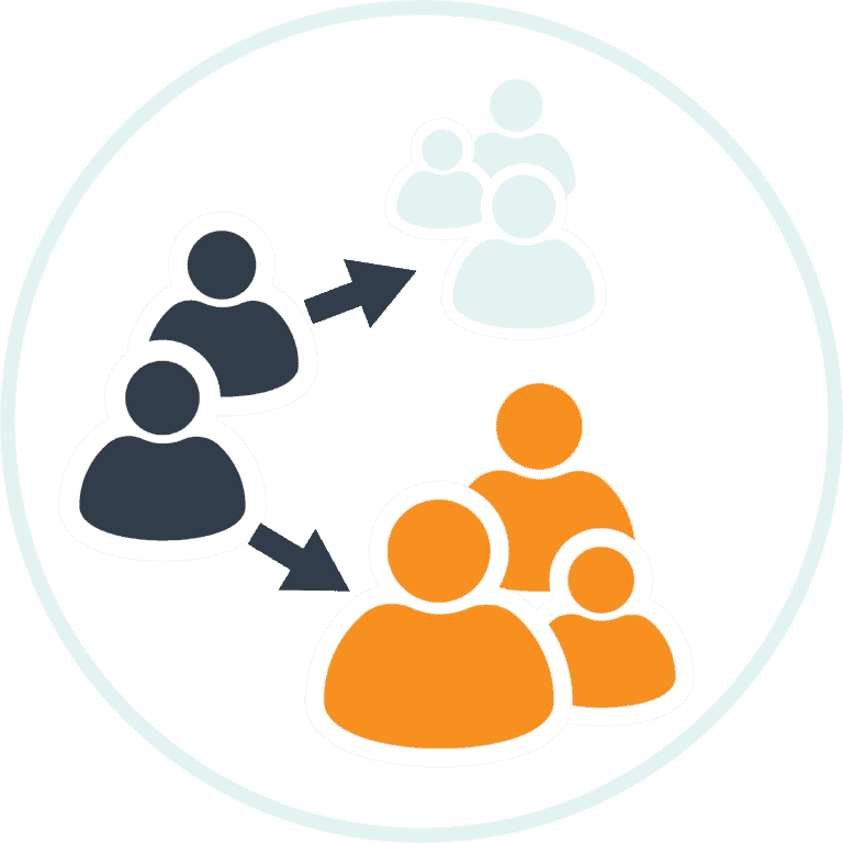 Cartoon images of groups of people that are connected Cartoon images of groups of people that are connected