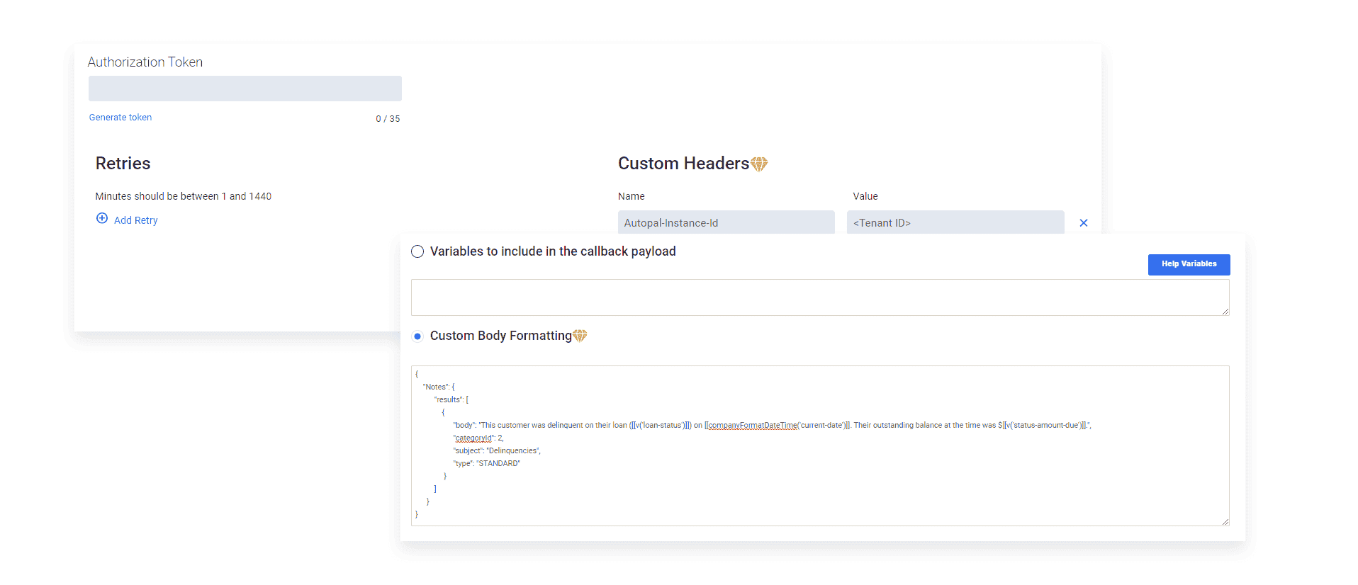 Screenshot of LoanPro’s web hook creation. Screenshot of LoanPro’s web hook creation.