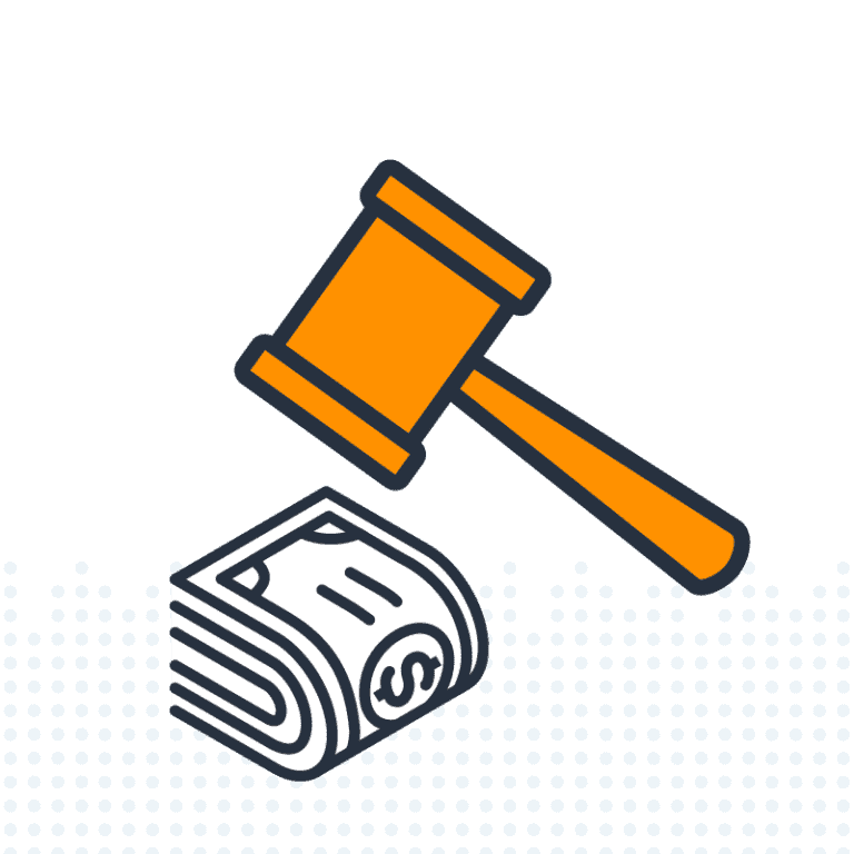 Image of a gavel and wad of money