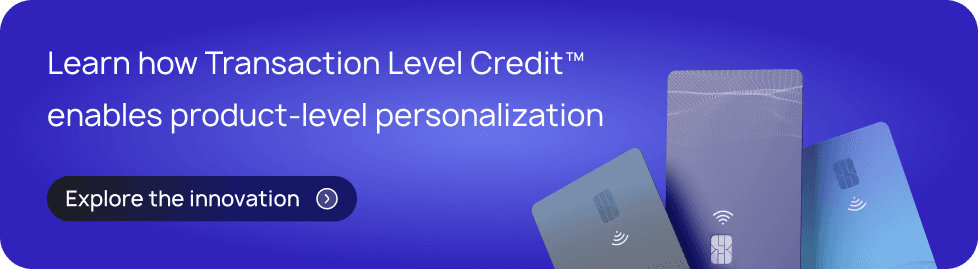 Transaction Level Credit feature with contactless payment cards for product-level personalization