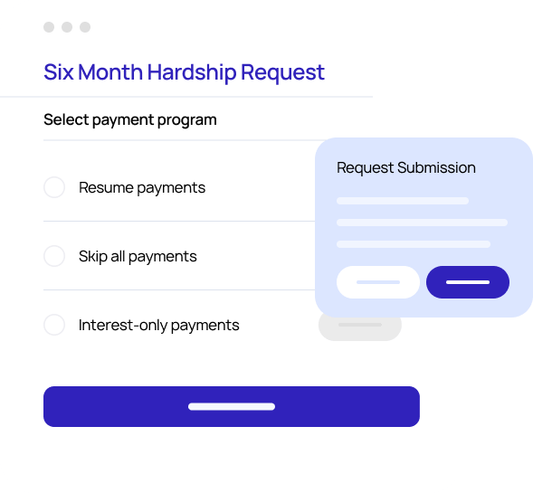 rendering of loanpro's hardship program payment options