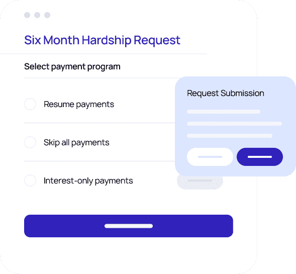 rendering of loanpro's hardship program payment options