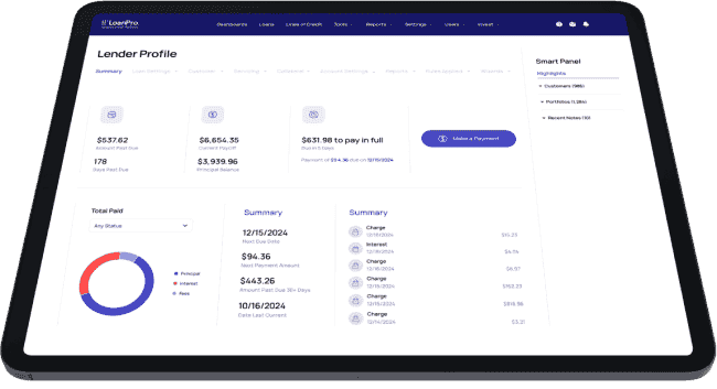 rendering of loanpro's servicing suite
