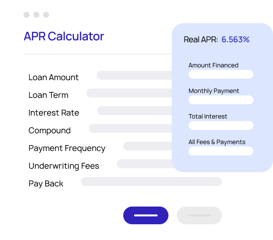 Rendering of Loanpr's credit calculator