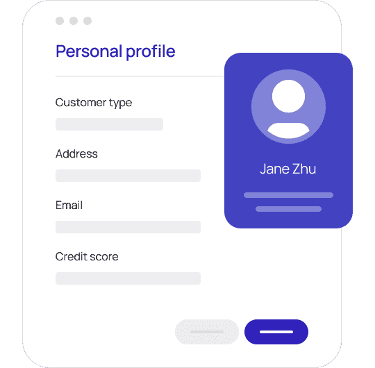 A customer profile, showing the borrower's name and other informaiton.