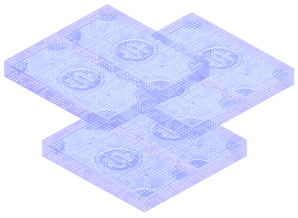 Cube formation graphic of dollars stacks to symbolize installment loans